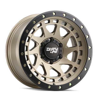 Dirty Life 9311 Enigma Pro 17x9/5x127 BP/-12mm Offset/71.5mm Hub Satin Gold Wheel - Beadlock